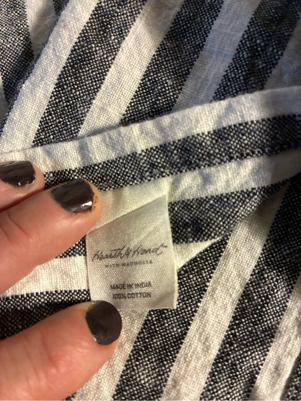 Magnolia Towels & World Market 3 100% Cotton NWOT Cream/Tan/Black/White Stripes